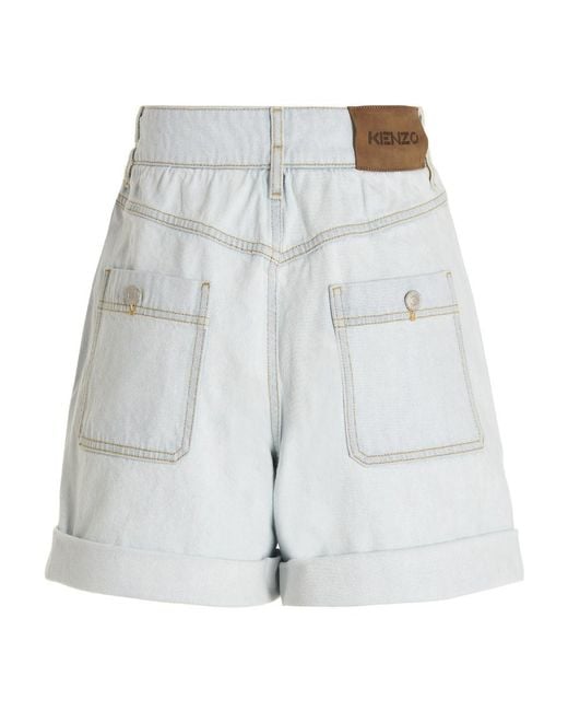 KENZO Blue Turned-Up Hem Denim Shorts