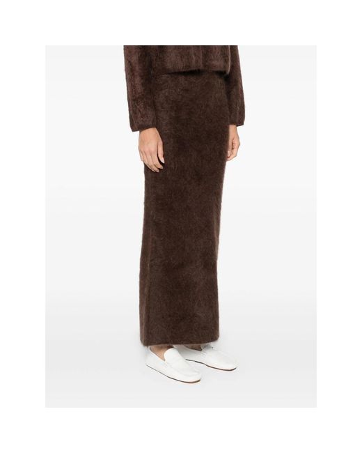 Soft Goat Brown Brushed Longuette Skirt