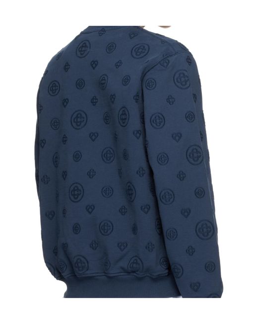 Casablanca Blue All-Over-Pattern Round-Neck Sweatshirt for men