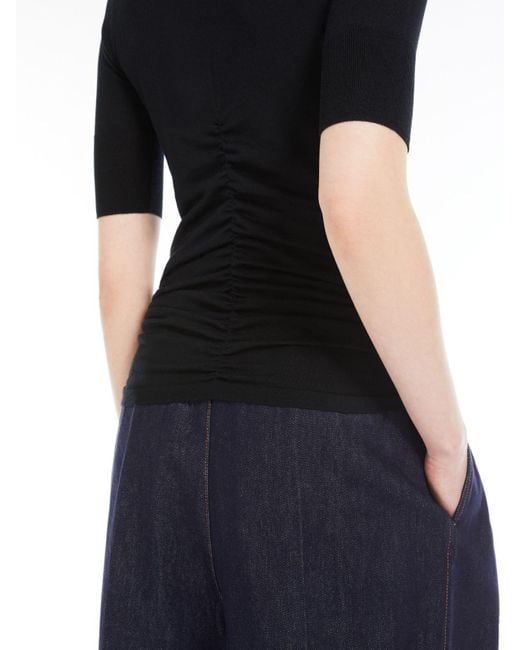 Sportmax Black Short-Sleeved Wool Sweater