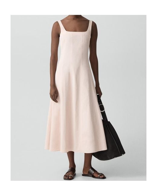 Theory Pink Seamed Square Neck Dress