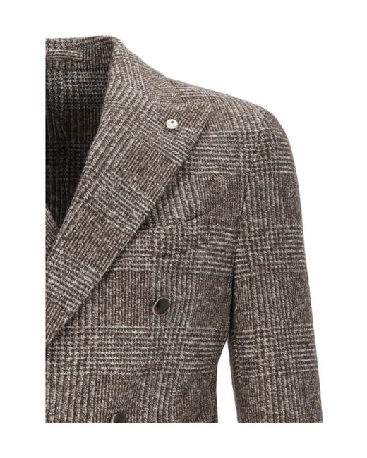 Lubiam Brown Double-Breasted Suit Jacket for men