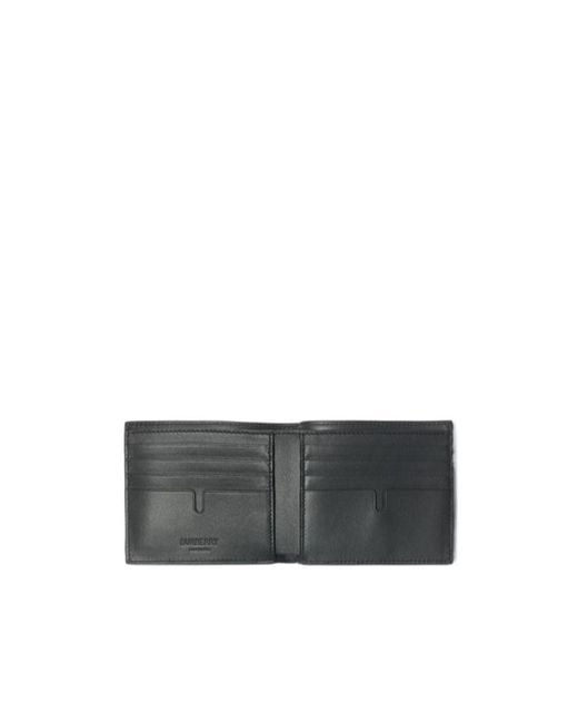 Burberry Gray Check Bifold Wallet for men
