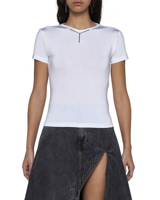Y. Project White Y Detailed Crewneck T-Shirt