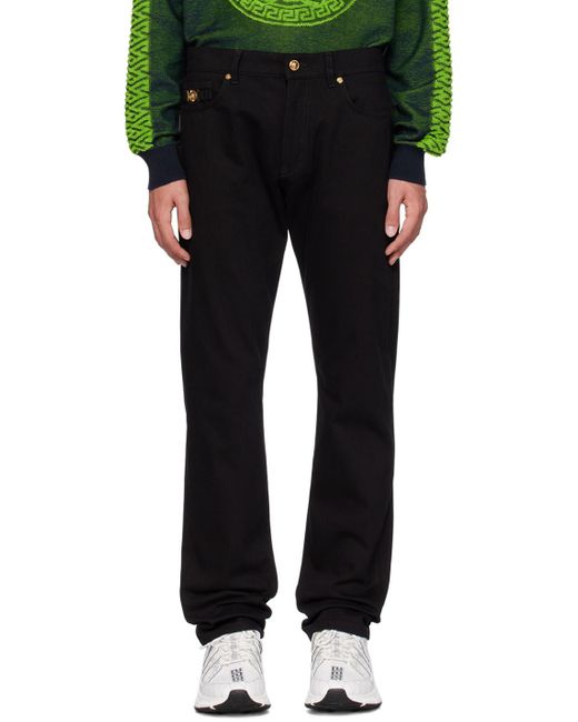 Versace Black Straight Leg Jeans for men