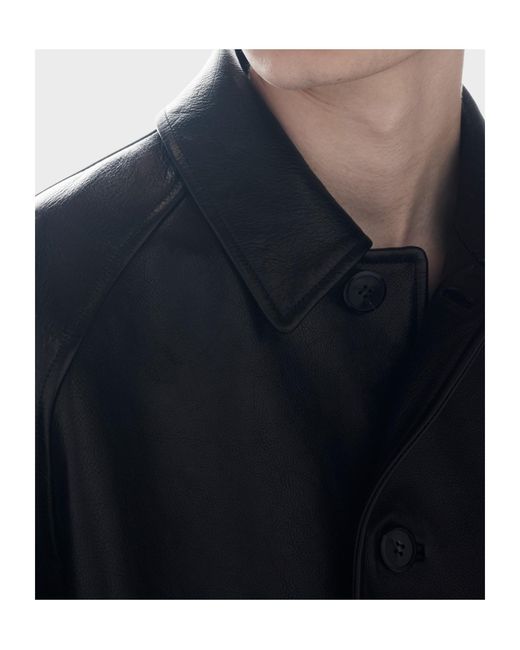 Prada Black Oversized Leather Coat for men