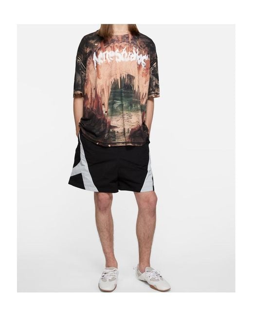 Acne Black Contrast Panel Shorts for men