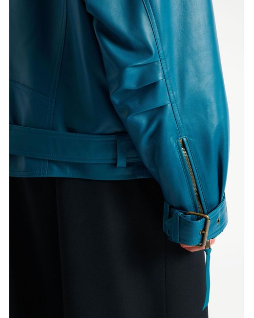 Balmain Blue Lambskin Biker Jacket