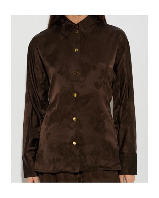 Ganni Brown Jacquard Button-Up Shirt