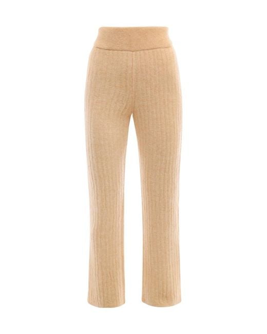 Nanushka Natural Ribbed-Knit Wool Trousers