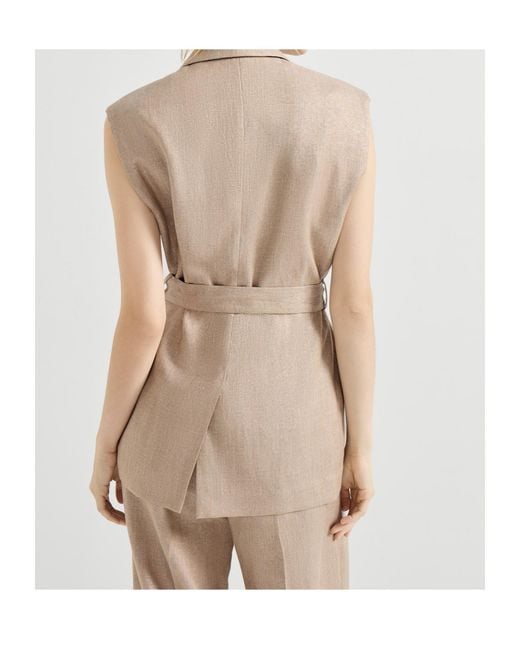 Brunello Cucinelli Natural Belted Vest
