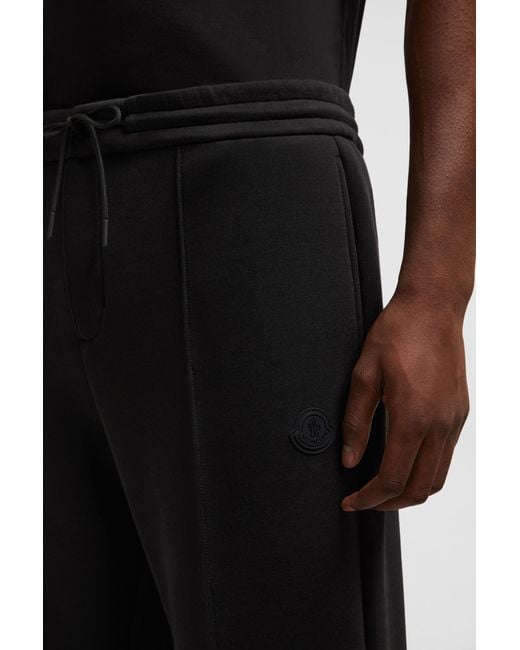 Moncler Black Logo Patch Cotton Neoprene Sweatpants for men
