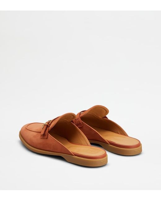 Tod's Brown Buckle Detail Flat Mules