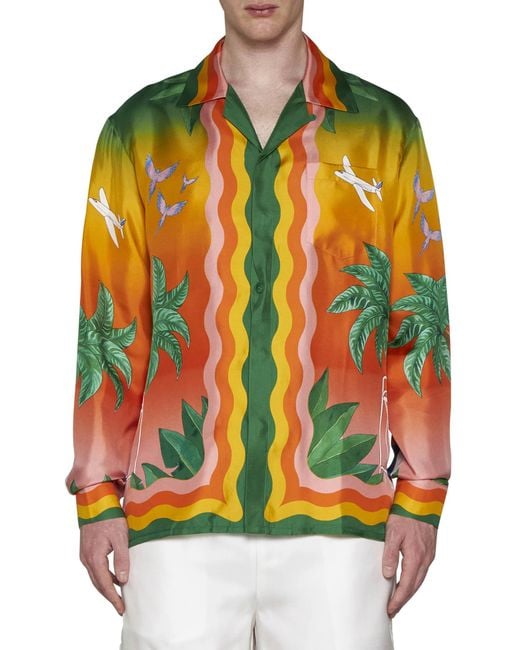 Casablanca Yellow Tennis Club Graphic Printed Shirt for men