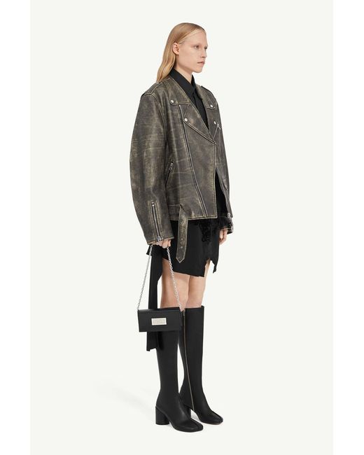 MM6 by Maison Margiela Gray Distressed-Effect Belted Jacket