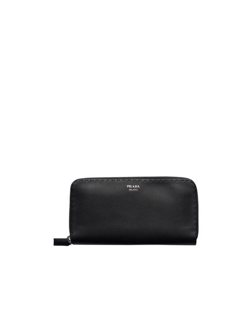 Prada Black Antiqued-Leather Wallet