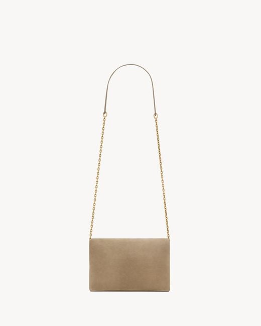 Saint Laurent White Cassandre Small Chain Pouch