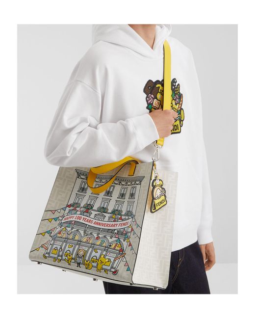 Fendi Metallic Ff Canvas Bag With Print for men