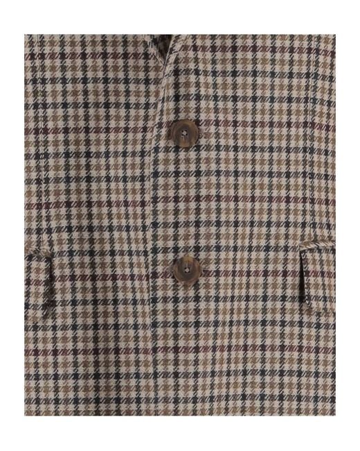 Tagliatore Gray Checked Wool Blazer for men