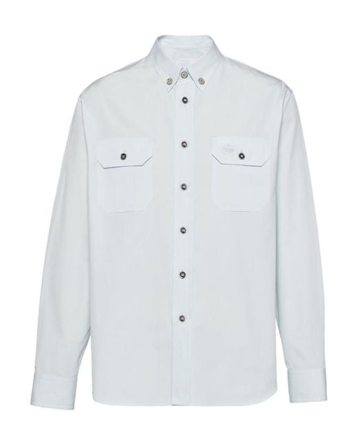 Prada Blue Long-Sleeved Button-Up Shirt for men