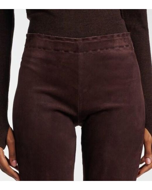 Stouls Brown Mid-Rise Suede Leggings