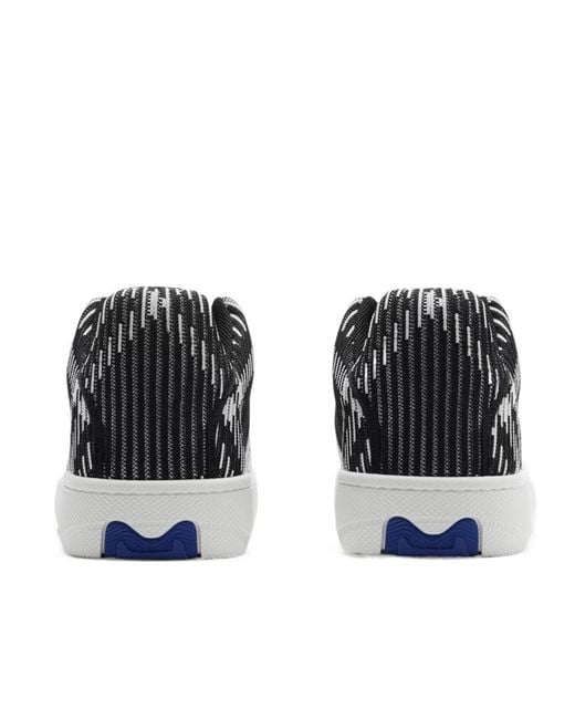 Burberry Black Check Knit Low-Top Sneakers