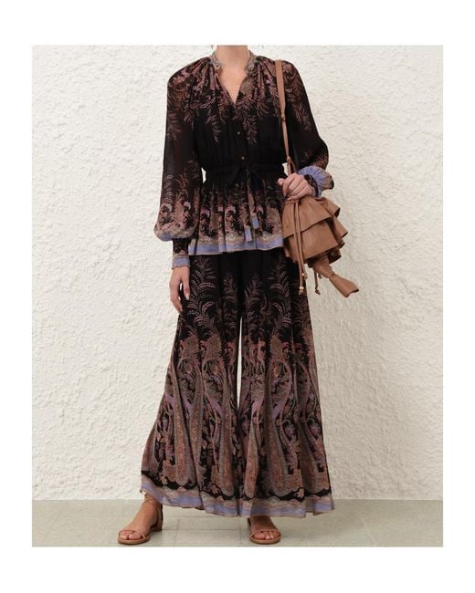 Zimmermann Brown Alchemy Paisley-Print Trousers