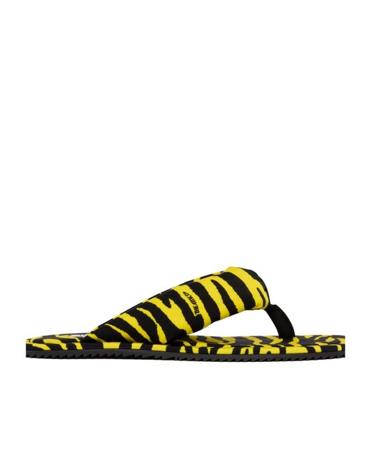The Attico Yellow Printed Flip-Flops