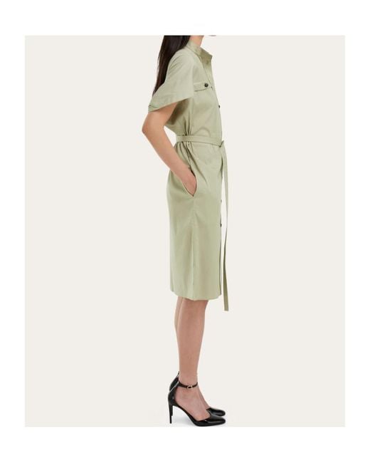 Ferragamo Green Ferragamo Poplin Shirt Dress