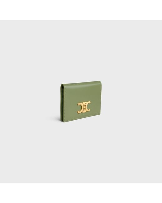 Céline Green Bi-Fold Card Holder Triomphe