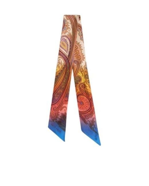Etro White Silk Twill Paisleyina With Degrade Paisley Motif