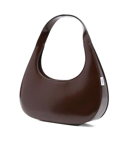 Coperni Brown Slim Swipe Patent-Leather Shoulder Bag