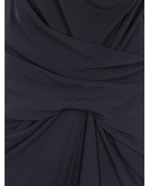 Rick Owens Blue Strutter Draped Maxi Dress