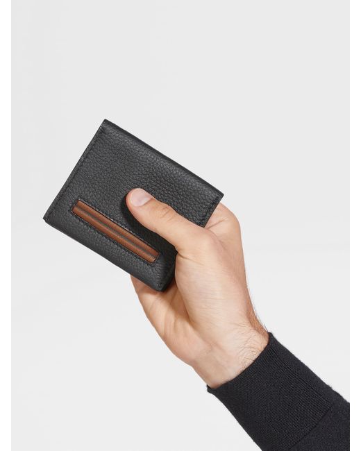 Zegna Gray Foldable Card Case for men