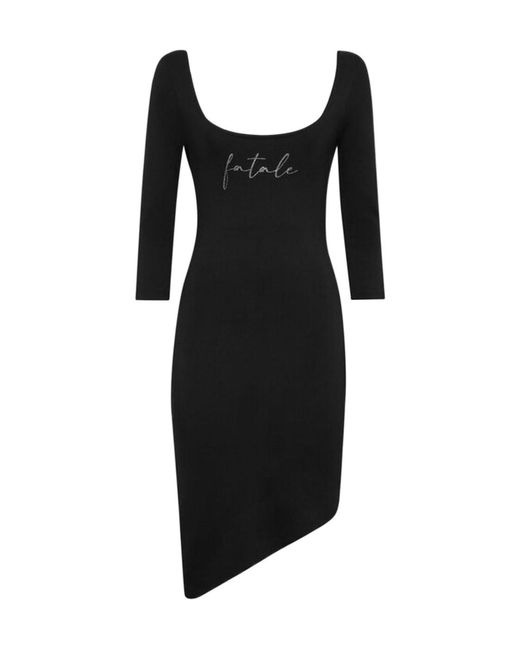 Philipp Plein Black Three-Quarter Sleeve Asymmetric Dress