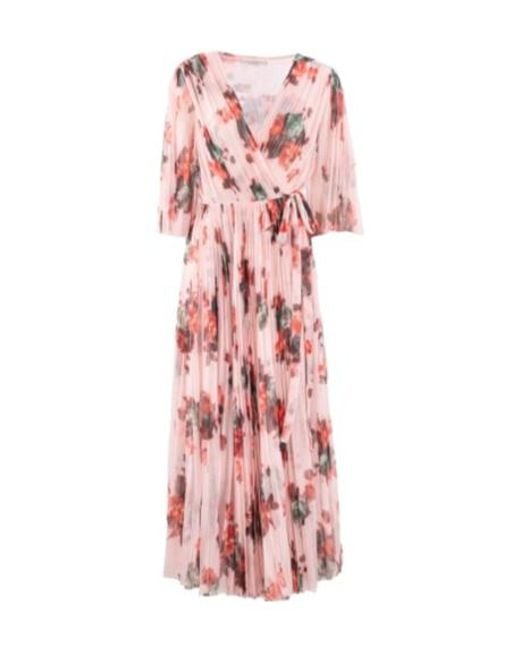 Philosophy Di Lorenzo Serafini Pink Floral-Print Pleated Chiffon Dress