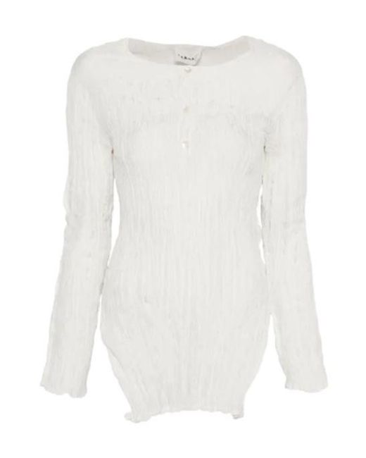 P.A.R.O.S.H. White Button Textured Blouse