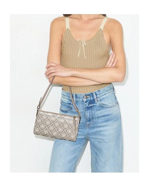 Tory Burch White Logo Printed Pochette