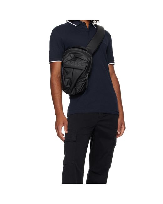 Boss Black Logo-Appliqué Single-Strap Backpack for men
