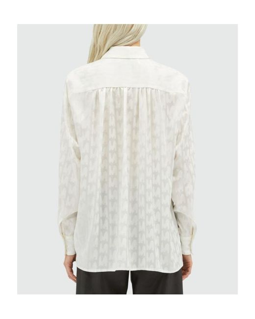 MSGM White Devoré-Effect Long-Sleeve Shirt
