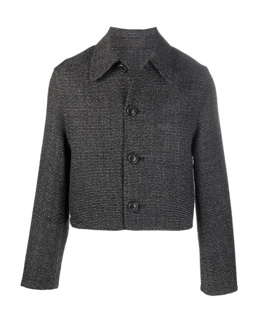 AMI Gray Textured Cropped Jacket for men