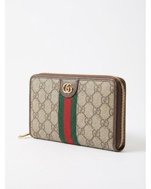 Gucci Gray Ophidia Zip Around Wallet
