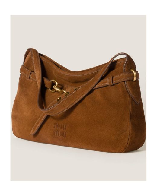 Miu Miu Brown Aventure Suede Bag
