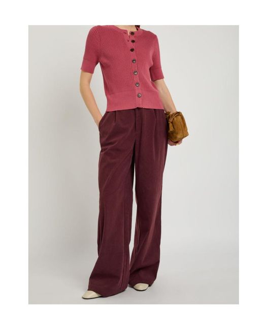 Varley Purple Floris Wide-Leg Corduroy Trousers