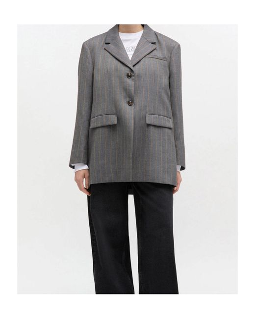 Ganni Gray Striped Blazer