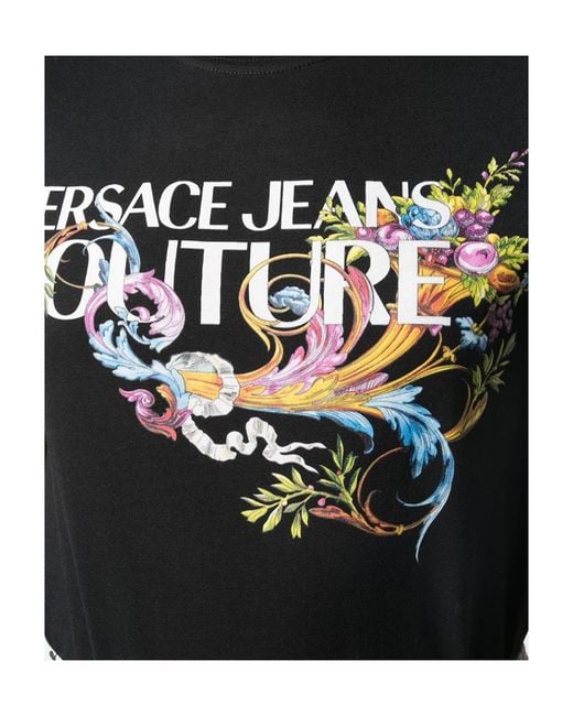 Versace Jeans Black Logo-Print Cotton T-Shirt