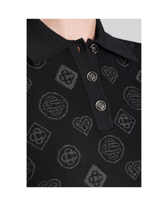 Casablanca Black Monogram Jacquard Polo