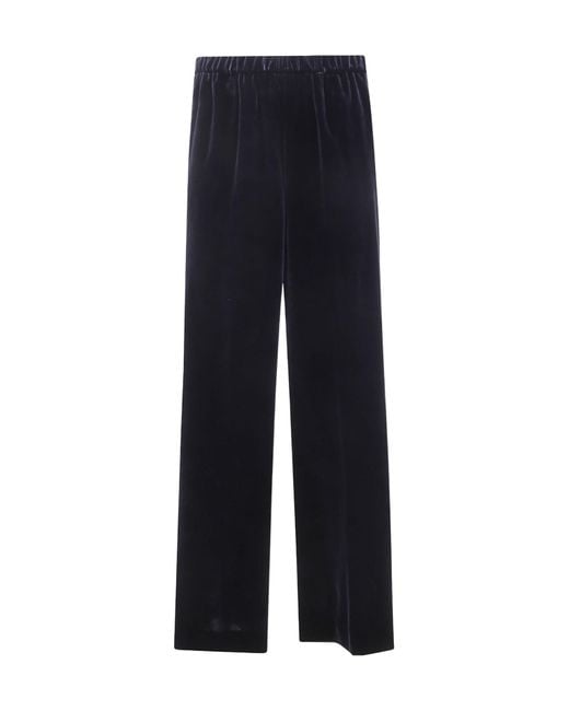 Aspesi Blue Velvet Elastic-Waist Trousers
