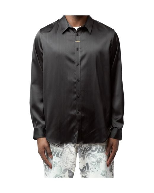 Martine Rose Black Button-Up Pinstriped Shirt for men