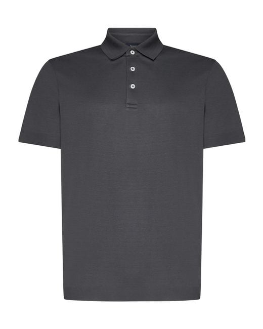 Herno Black Short-Sleeved Knitted Polo Shirt for men